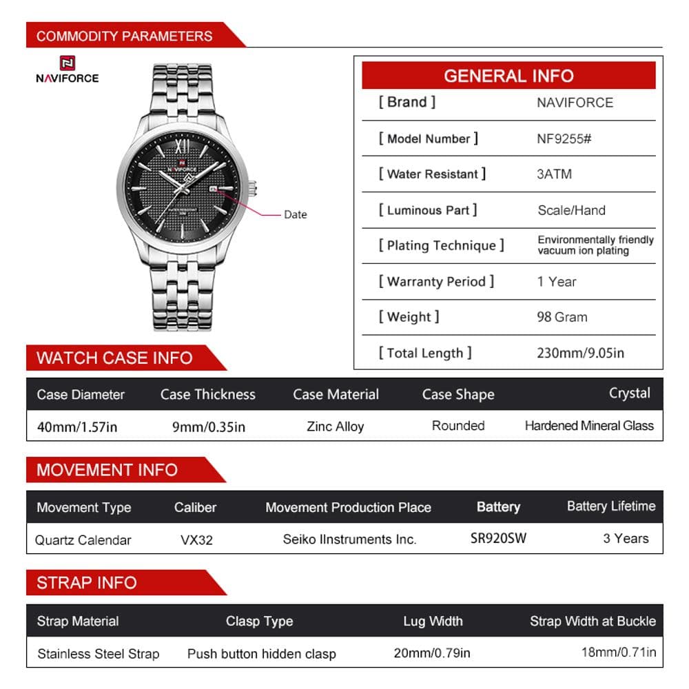 Reloj Naviforce Round Black - NF9255 SBS