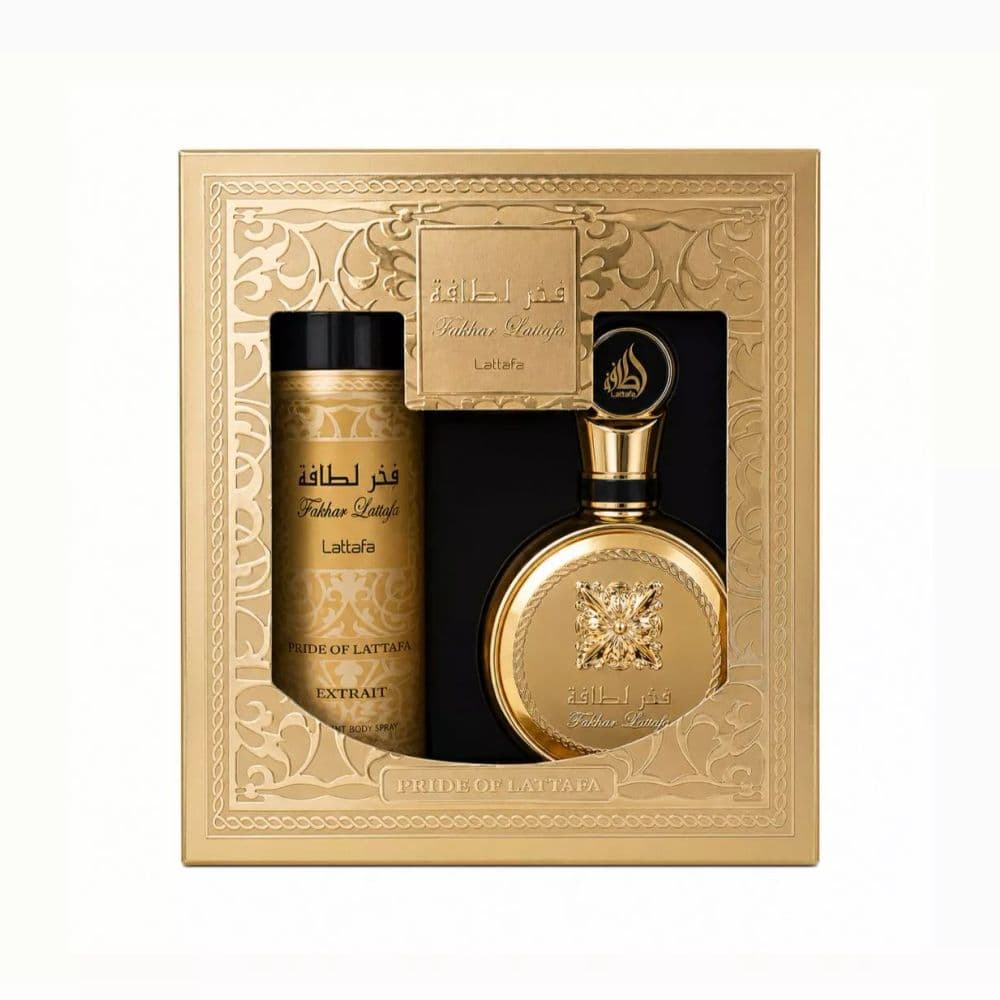 Kit Lattafa Fakhar Gold Extrait EDP 100ML + Deo