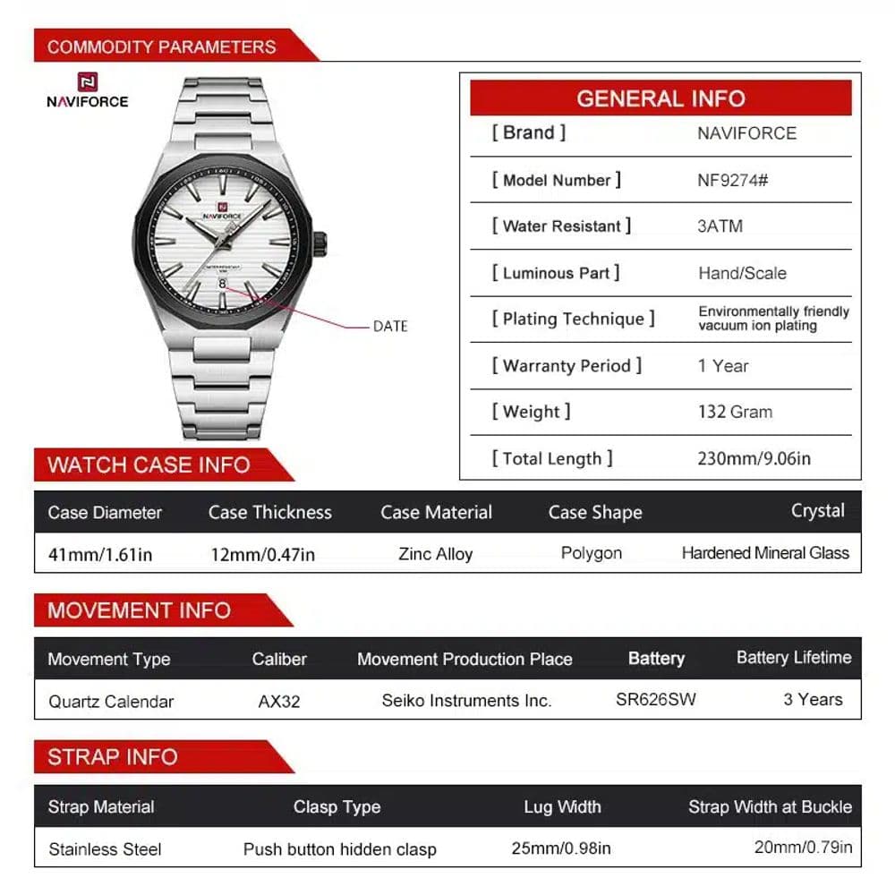 Reloj Naviforce Black Face - NF 9274